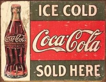 Tin Sign - Coke - c. 1916 Ice Cold  16x12.5