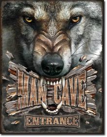 MAN CAVE - WOLF Tin Sign