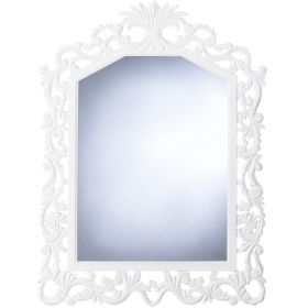 White Flourish Wood Wall Mirror