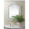 White Flourish Wood Wall Mirror