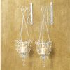 Beaded Pendant Wall Candle Holder Pair