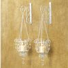Beaded Pendant Wall Candle Holder Pair