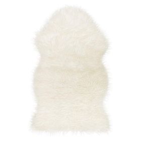 White 2' x 3' Natural Sheepskin Fur Area Rug