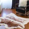 4' x 5' Brown and White Faux Hide Area Rug