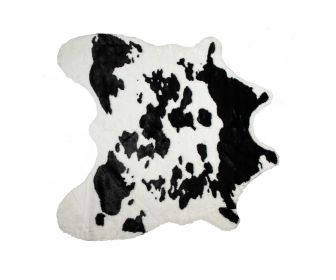 4' x 5' Black And White Faux Cow Hide Area Rug
