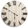 28" Round Distressed White Wood and Metal   Wall Clock
