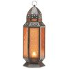 Amber Glass Moroccan Candle Lantern - 19 inches