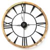 Round Metal  Wood Frame Columbus  Wall Clock