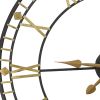 Oversized Vintage Style Metal Wall Clock  Black  Gold Numerals