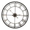 Oversized Vintage Style Metal Wall Clock  Black  Gold Numerals