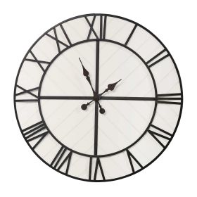 31.5" White Wood and Black Metal   Wall Clock