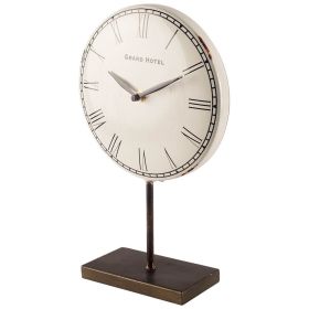 Rectangular White Bronze Metal Desk/Tabletop Clock