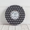 33" Oversize Contemporary Black and White Wall Clock with Dense Pattern and "JK Wilson Los Angeles"