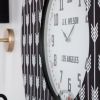 33" Oversize Contemporary Black and White Wall Clock with Dense Pattern and "JK Wilson Los Angeles"