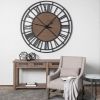 59" Round XL Industrial styleWall Clock with Matte Metal Frame