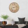 32" Round Natural Wood Face Roman Numeral Wall Clock