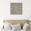 Distressed Circle Square Wood and Metal Wall Clock