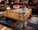 Old World Vintage Style Map and Clock Coffee Table