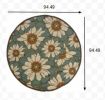 8â€™ Round Blue and Brown Floral Indoor Outdoor Area Rug