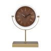 Golden Brown Faux Leather Table or Desk Clock
