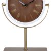 Golden Brown Faux Leather Table or Desk Clock