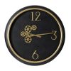 Black and Gold Gear Contemporary Round Wall Clock