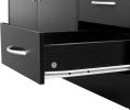 FCH MDF With Triamine Double Doors And Five Drawers Bathroom Cabinet Black *Free Shipping*
