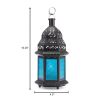 Azure Glass Moroccan Candle Lantern - 10 inches