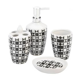 Geometric Pattern Bath Accessory Set