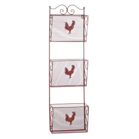 Red Rooster Triple Basket Metal Kitchen Organizer