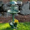 Verdigris Solar Bird Bath Garden Centerpiece