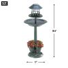 Verdigris Solar Bird Bath Garden Centerpiece