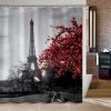 3D Printed  Paris Eiffel Tower Floral Scene Bathroom Shower Curtain *Free Shipping*