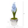 13” Hyacinth Artificial Arrangement in White Vase with Silver Trimming (2)