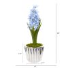 13â€ Hyacinth Artificial Arrangement in White Vase with Silver Trimming (2)