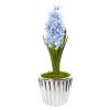 13” Hyacinth Artificial Arrangement in White Vase with Silver Trimming (2)