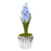 13â€ Hyacinth Artificial Arrangement in White Vase with Silver Trimming (2)