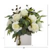 11â€ White Rose and Mixed Greens and Berries Artificial Arrangement