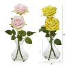 11â€ Rose Artificial Arrangement in Glass Vase (Set of 2)