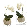 9â€ Mini Orchid Phalaenopsis Artificial Arrangement in Stone Vase (Set of 2)