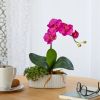 13” Mini Orchid Phalaenopsis Artificial Arrangement In White Vase