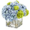 10â€ Hydrangea Artificial Arrangement in Glass Vase