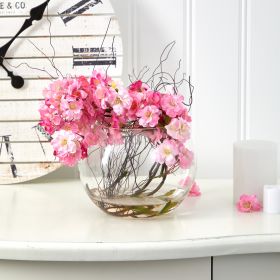 10â€ Cherry Blossom Artificial Arrangement in Glass Vase