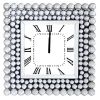 20 Inch Mirrored Wall Clock with Jeweled Accents, Silver *Free Shipping*