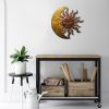 Celestial Sun and Moon Wall Décor In Metal, Gold and Rust Brown *Free Shipping*