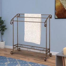 Freestanding Metal Towel Rack, Dark Bronze