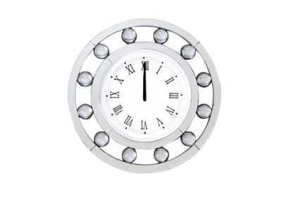 Mirrored Round Shape Wooden Wall Clock, White *Free Shipping*
