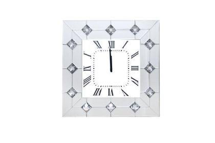 Mirrored Wall Clock with Faux Rhinestones Inlay, White *Free Shipping*