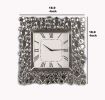 Wood and Mirror Wall Clock with Glass Crystal Gems, Clear and Black *Free Shipping*