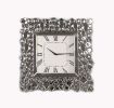 Wood and Mirror Wall Clock with Glass Crystal Gems, Clear and Black *Free Shipping*
